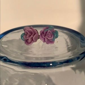 Pink and Turquoise Sparkly Post Earrings